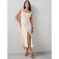 The Very Collection Linen Mix Button Through Midaxi Dress - Cream