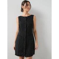 The Very Collection Linen Blend Crew Neck Mini Dress - Black
