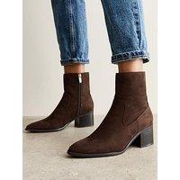 New Look Brown Faux Suede Block Heel Ankle Boots