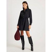 River Island Long Sleeve Mini Shirt Dress - Black