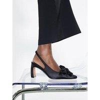 River Island Satin Emb Bow Low Heel Court - Black