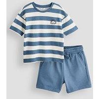 The Very Collection Boys Stripe T-Shirt And Shorts Set - Navy
