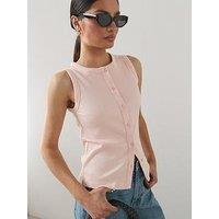 The Very Collection Button Thru Ribbed Vest - Pink