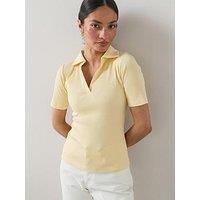 The Very Collection Short Sleeve Ribbed Polo Shirt - Yellow