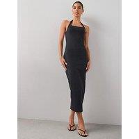 The Very Collection Fitted Halter Midi Dress - Black