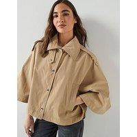 Boss Clairi Button Up Poncho - Beige