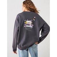 Hugo Relaxed Fit Long Sleeve Sweatshirt With Back Graphic - Grey