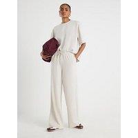 River Island High Waist Premium Wide Leg Jogger - Cream