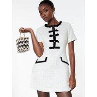 River Island Bow Front Boucle Dress - Cream