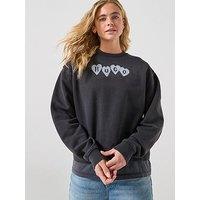 Hugo Vintage Heart Crew Sweatshirt - Black