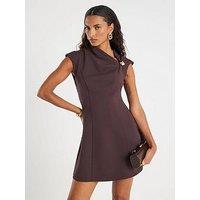 River Island Trim Ponte Drape Mini Dress - Brown