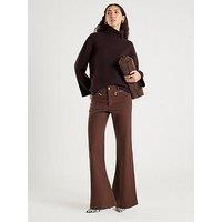 River Island Zip Front Relaxed Flare Jeans - Brown