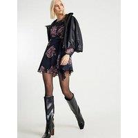 River Island Long Sleeve Knot Mini Dress - Black