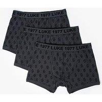 Luke 1977 3 Pack Bassey Boxer Shorts - Dark Grey