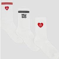 Hugo 3 Pack Heart Socks - White