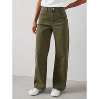 The Very Collection High Waist Wide Leg Jeans - Olive Green