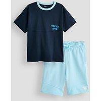 The Very Collection Boys Tokyo Graphic T-Shirt And Short Set - Blue