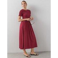 The Very Collection Shirred Bodice Midi Dress - Red
