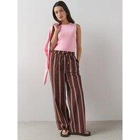 The Very Collection Pinstripe Elasticated Waist Trousers - Brown