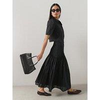 The Very Collection Pintuck Poplin Maxi Skirt - Black