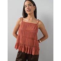 The Very Collection Textured Lace Insert Cami - Orange