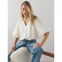 The Very Collection Bubble Hem Tie Front Blouse - Cream