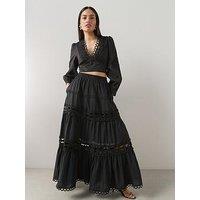 The Very Collection Maxi Broderie Skirt - Black