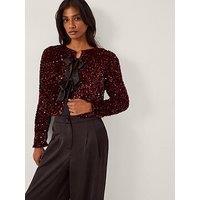 Monsoon Belinda Bow Sequin Jacket - Red