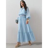 The Very Collection Sheer Flowy Co-Ord Maxi Skirt - Blue