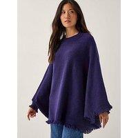 Monsoon Fay Fringe Poncho - Blue