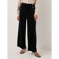 Monsoon Vera Wide Leg Velvet Trousers - Black