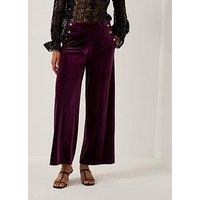 Monsoon Vera Wide Leg Velvet Trousers - Red