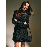 New Look Black Textured Faux Leather Asymmetric Shoulder Bag