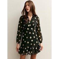 New Look Black Chiffon Polka Dot Mini Dress