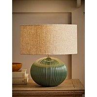 Valuelights Rebecca Green Ribbed Ceramic Table Lamp With Linen Shade