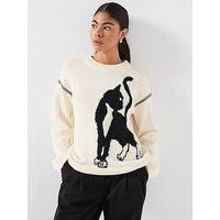 Ps Paul Smith Womens Knitted Cat Sweater - White