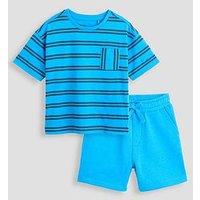 The Very Collection Boys Stripe T-Shirt And Short Set - Blue