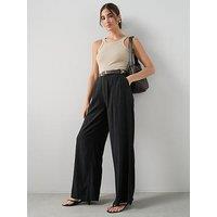 The Very Collection Linen Tailored Wide Leg Co-Ord Trousers - Black