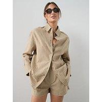 The Very Collection Linen Blend Pinstripe Oversized Shirt