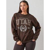 The Very Collection Curve Animal Slogan Sweat - Brown