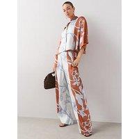 The Very Collection Printed Satin Wide Leg Trouser Co-Ord