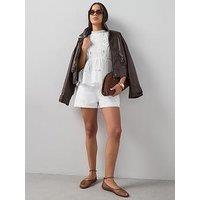 The Very Collection Broderie Lace Detail Co-Ord Shorts - White