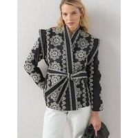 The Very Collection Mono Embroidered Wrap Jacket - Black