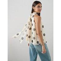 The Very Collection Polka Dot Tie Neck Blouse - Print