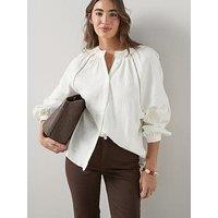 The Very Collection Ladder Insert Crinkle Blouse - White