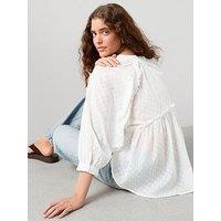 The Very Collection Dobby Button Through Cotton Blouse