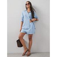 The Very Collection Linen Tailored Co-Ord Shorts - Blue