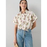 The Very Collection Floral Broderie Crop Shirt - Print