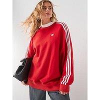 Adidas Originals Women'S 3 Stripes Oversized Adilenium Crew Sweater - Red