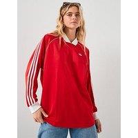 Adidas Originals Women'S 3 Stripes Jaquard Long Sleeve Tee - Red